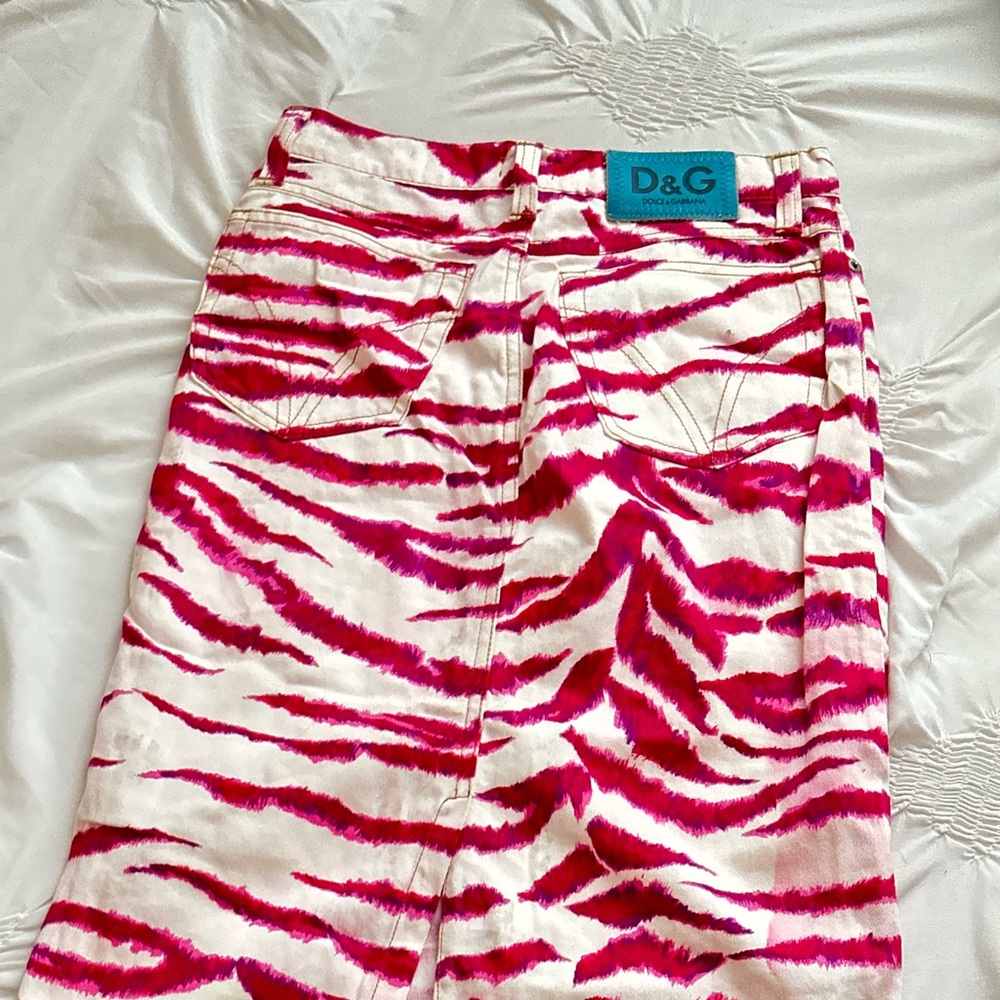 D&G Pink and White Zebra Print Pants